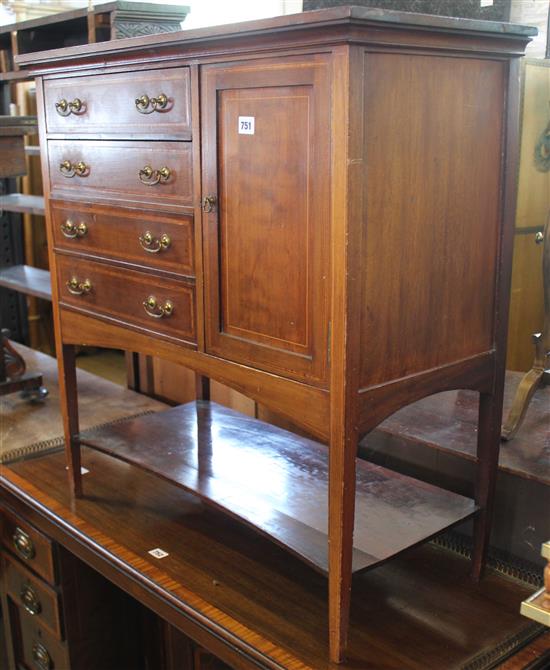 Edwardian inlaid mahoganymusic cabinet